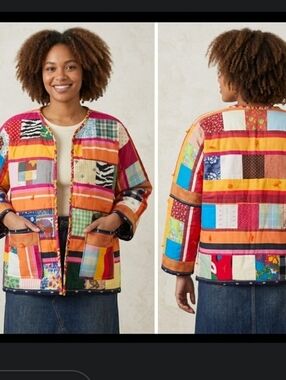Upcycled Vtg Quilt Blanket Flirty Jacket S-M Open Front Dont Throw It Out